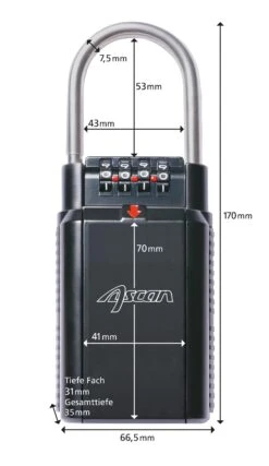 Ascan Keysafe Schlüsselbox - None -Surfausrüstungs Geschäft abmessungen
