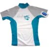 Katie Lycra Rashguard Kurzarm Frauen UV-Resistant - White/grey/green - XS -Surfausrüstungs Geschäft lady white grey green